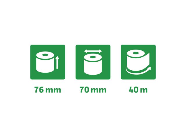 Kvittorulle 76x70x12mm 40m